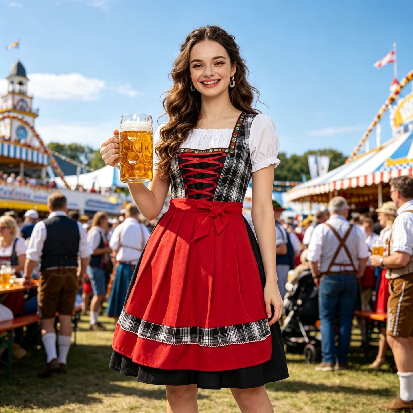 Trachten-Dirndl für Damen mit Schnürung und A-Linie