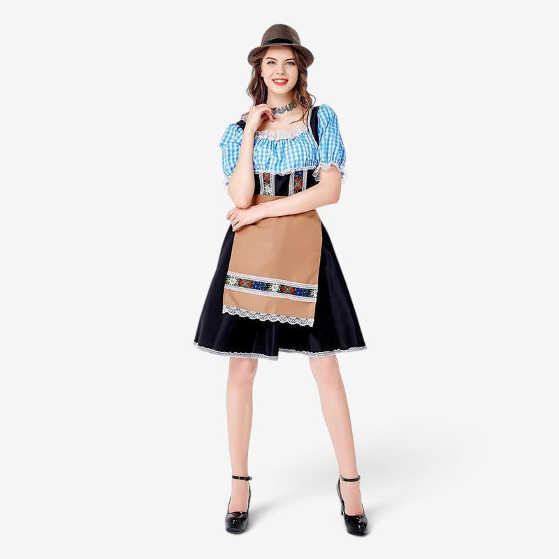 Trachtenkleid für Damen mit Karostoff und Schürze