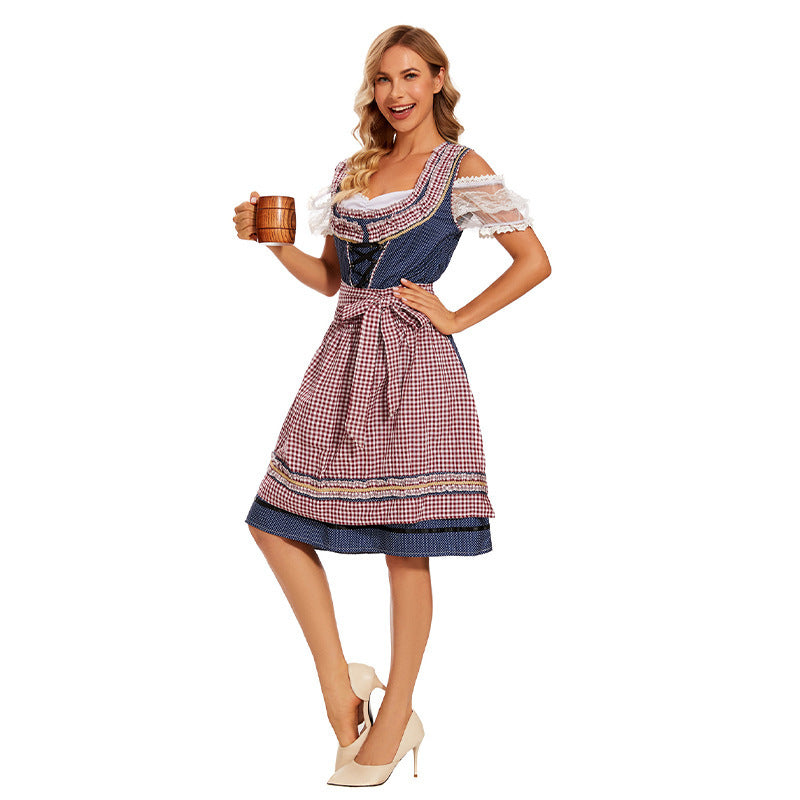 Trachtenkleid für Damen mit Schnürmieder und Spitzenärmeln