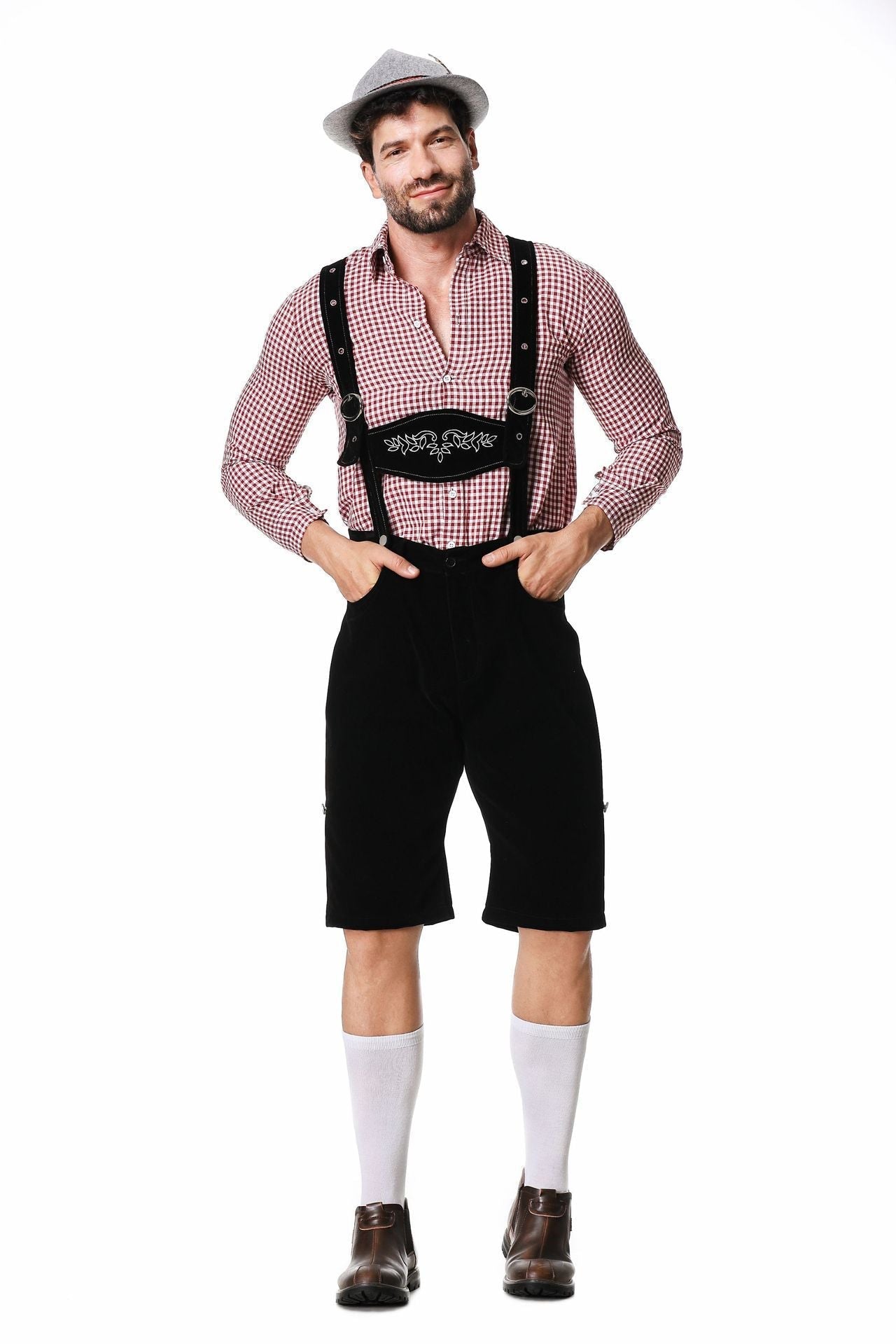 Trachten-Kniebundhose für Herren mit verstellbaren Trägern