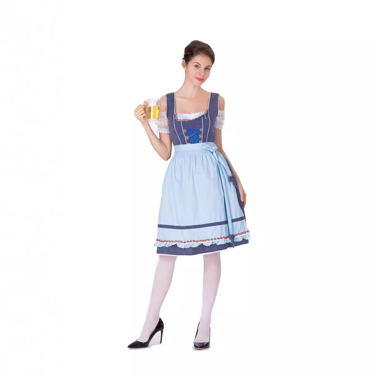Dirndlkleid für Damen mit Schürze und Herz-Ausschnitt
