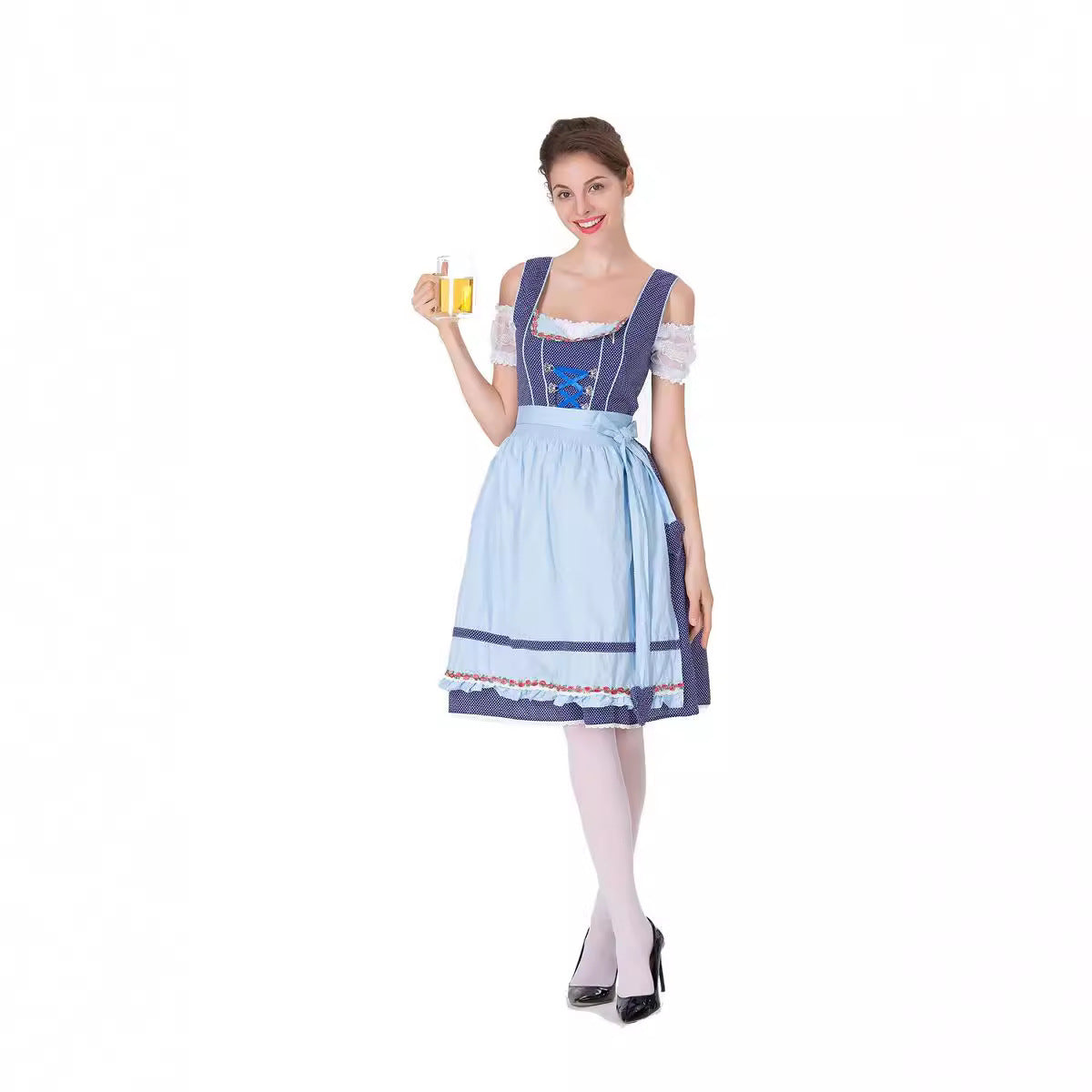 Dirndlkleid für Damen mit Schürze und Herz-Ausschnitt