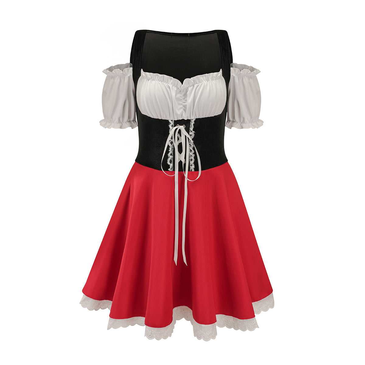 Trachtenkleid für Damen mit Puffärmeln und Schnürung