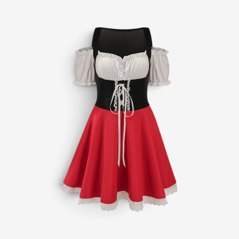 Trachtenkleid für Damen mit Puffärmeln und Schnürung
