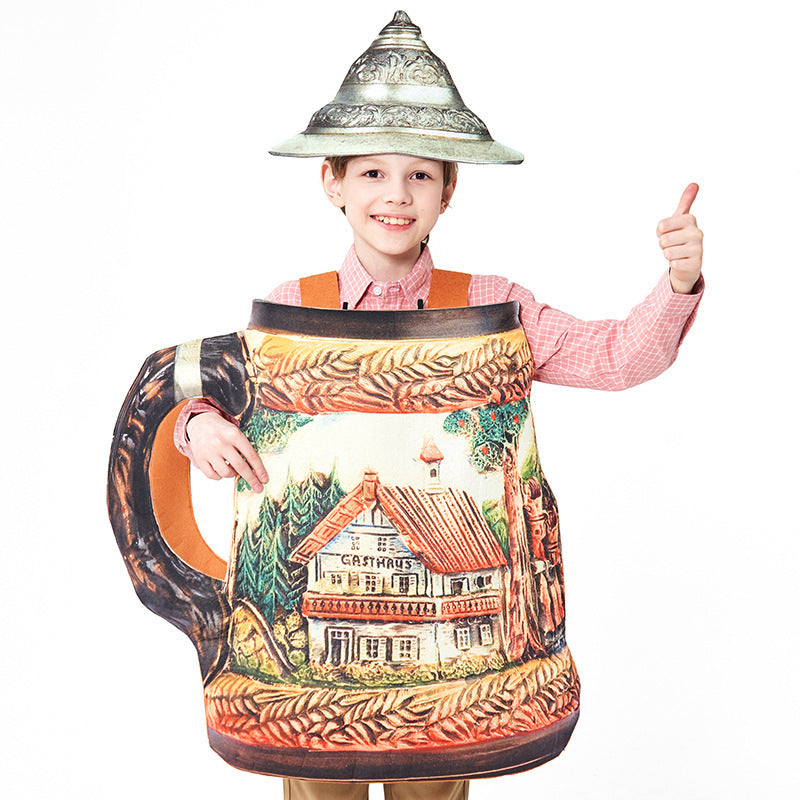 Bierkrug-Kostüm für Herren mit abnehmbarem Deckel