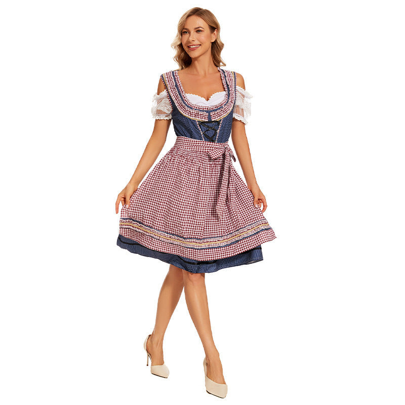 Trachtenkleid für Damen mit Schnürmieder und Spitzenärmeln