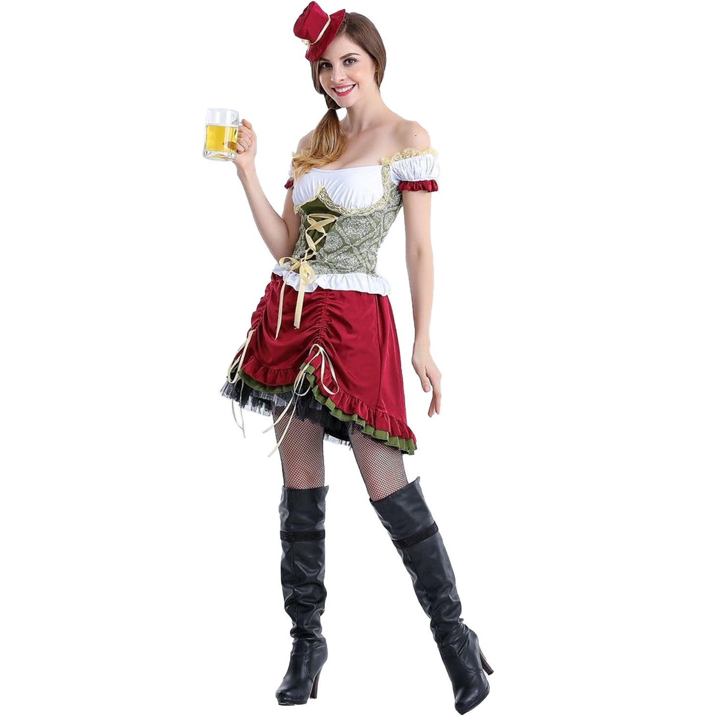 Oktoberfest-Kostüm für Damen mit Puffärmeln und Schnürmieder