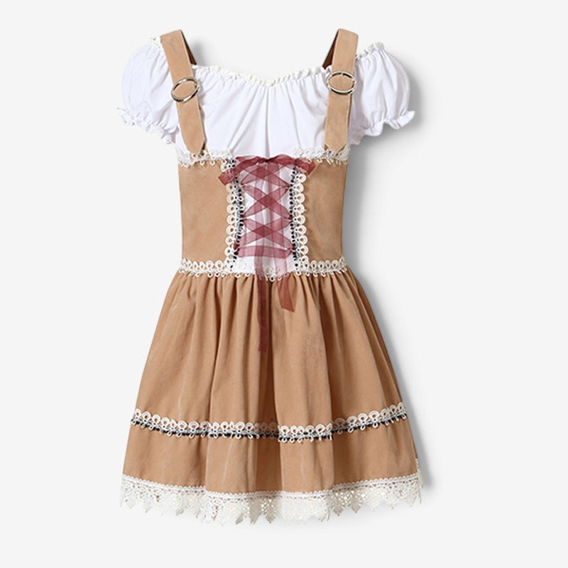 Trachten-Minikleid für Damen mit Carmenbluse und Hut