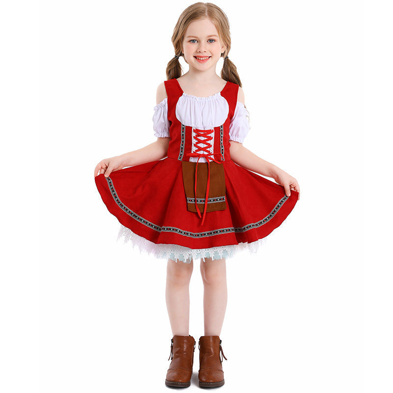 Trachtenkleid für Mädchen mit Schnürmieder und Spitzenunterrock