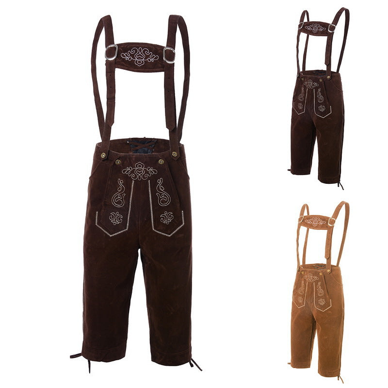 Wildleder-Lederhose für Herren mit Stickerei