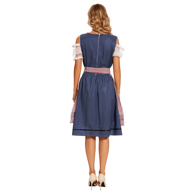 Trachtenkleid für Damen mit Schnürmieder und Spitzenärmeln