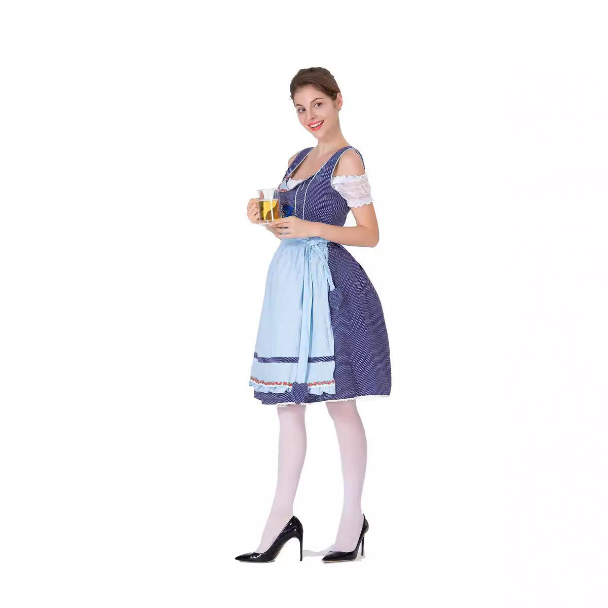 Dirndlkleid für Damen mit Schürze und Herz-Ausschnitt