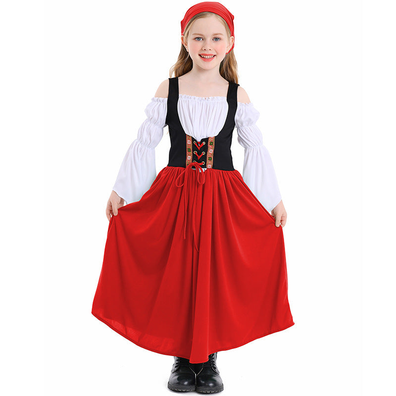 Kostüm für Mädchen im mittelalterlichen Stil mit Schnürmieder