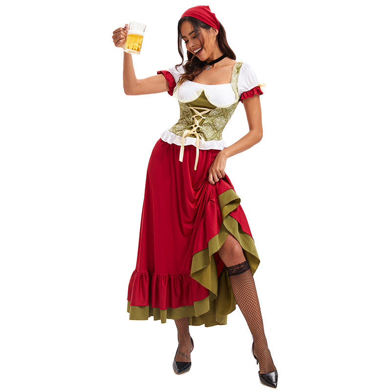 Oktoberfest-Kostüm für Damen mit Puffärmeln und Schnürmieder