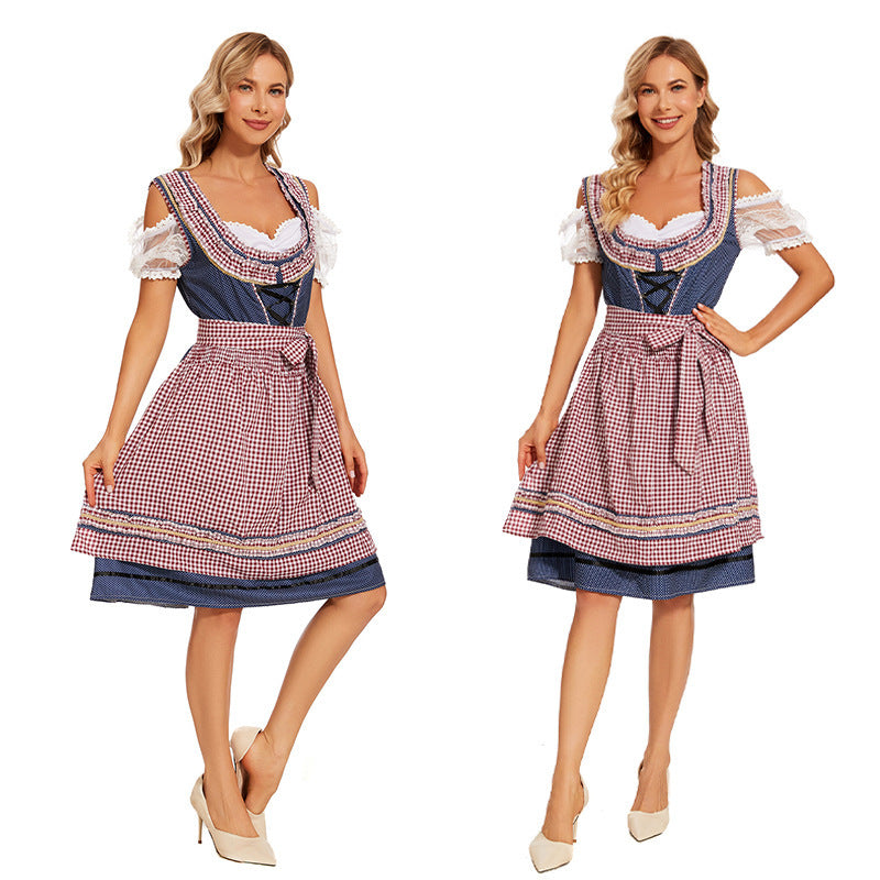 Trachtenkleid für Damen mit Schnürmieder und Spitzenärmeln