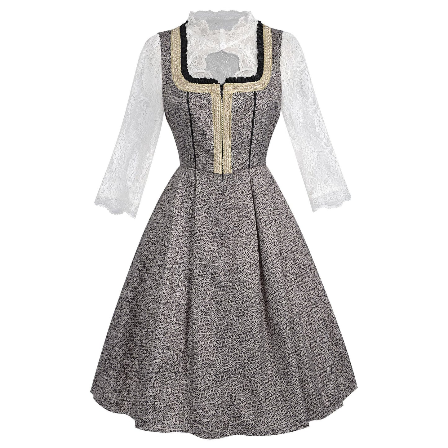 Oktoberfest-Kleid für Damen mit Rüschen und Borte