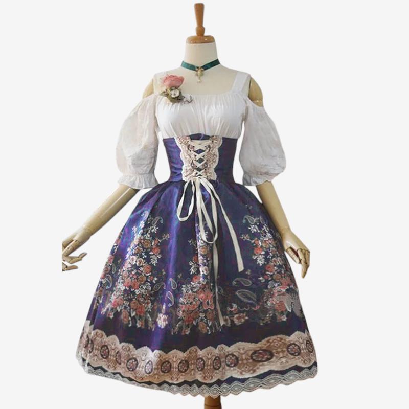 Dirndl mit Blumenmuster und Schürze für Damen