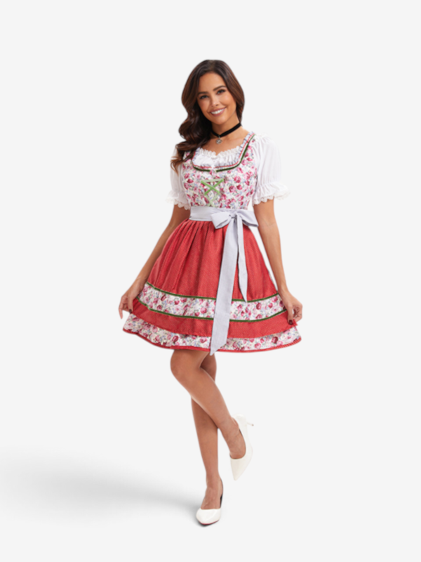 Dirndl-Kostüm für Damen im bayerischen Stil mit Blumenmuster