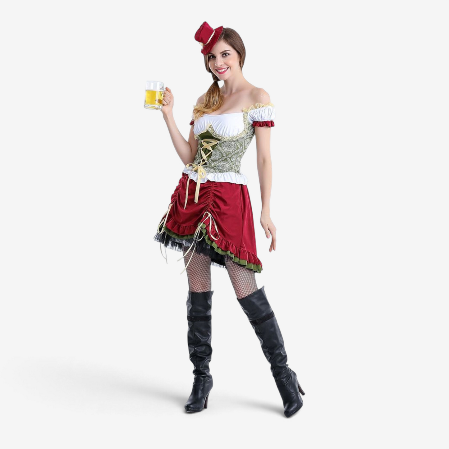 Oktoberfest-Kostüm für Damen mit Puffärmeln und Schnürmieder