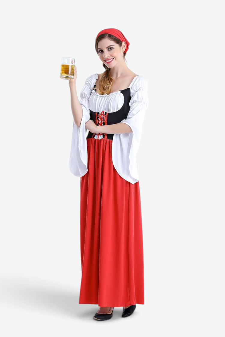 Oktoberfest-Kostüm für Damen mit Schnürcorsage und Trompetenärmeln