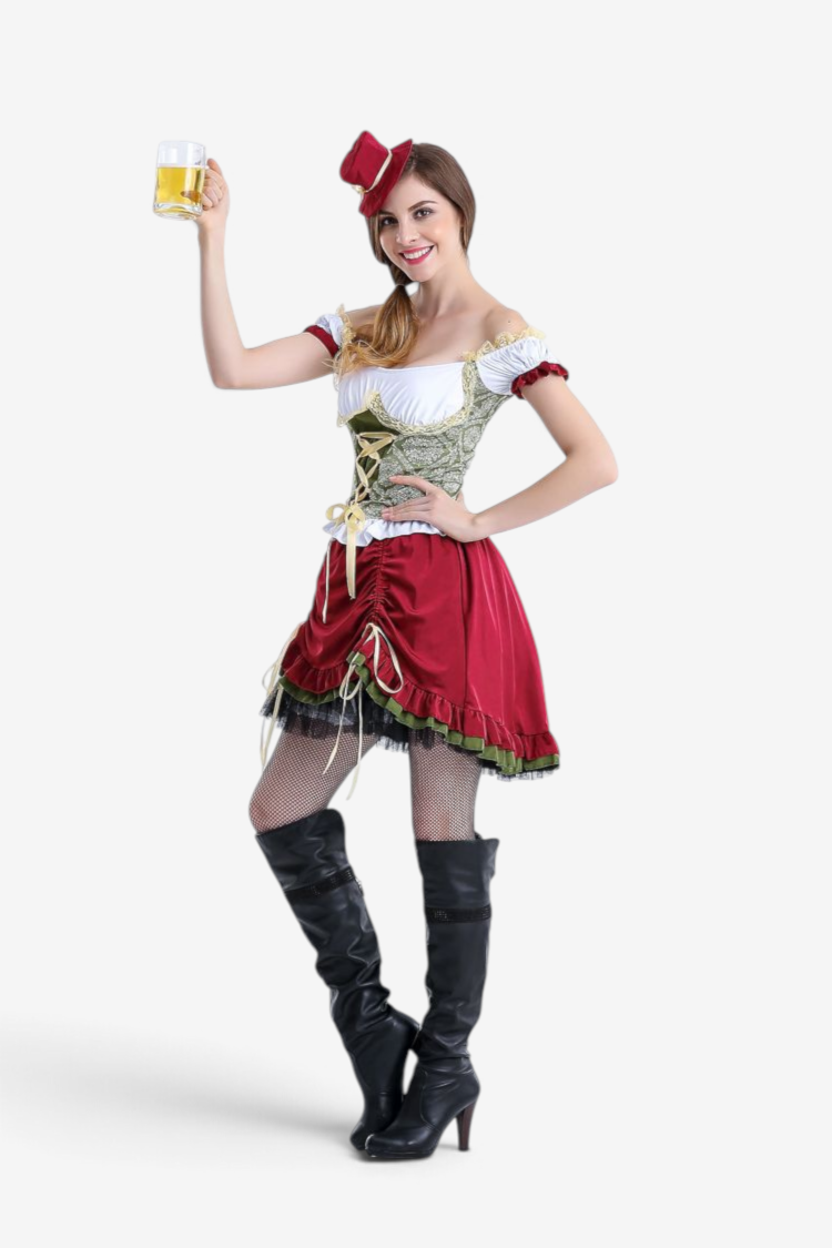 Oktoberfest-Kostüm für Damen mit Schnürcorsage und Trompetenärmeln