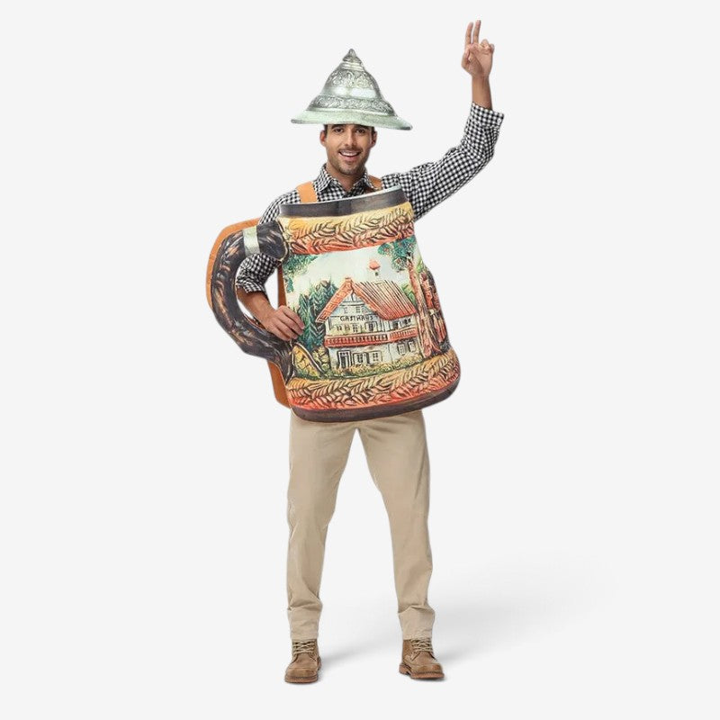 Bierkrug-Kostüm für Herren mit abnehmbarem Deckel
