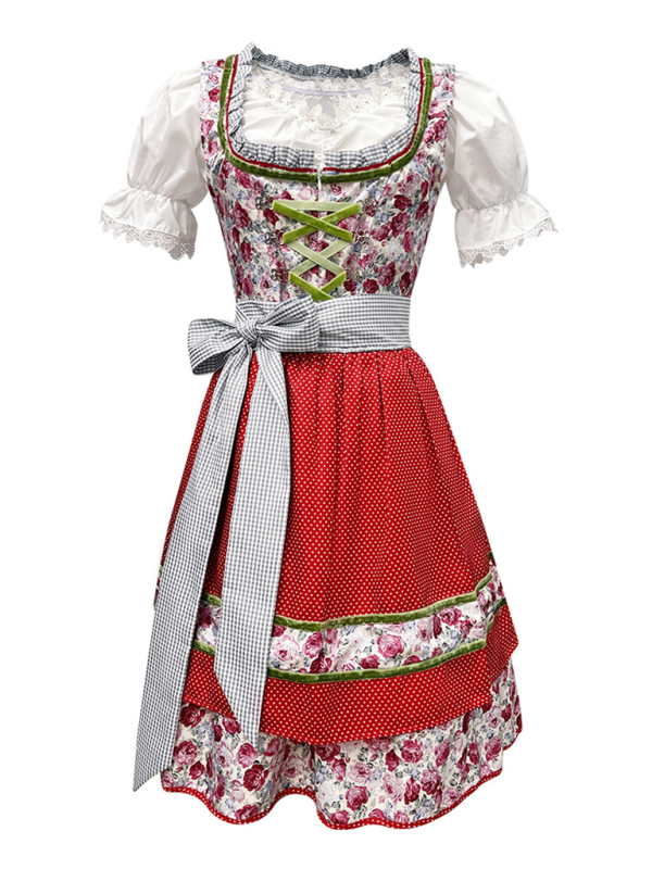 Dirndl-Kostüm für Damen im bayerischen Stil mit Blumenmuster