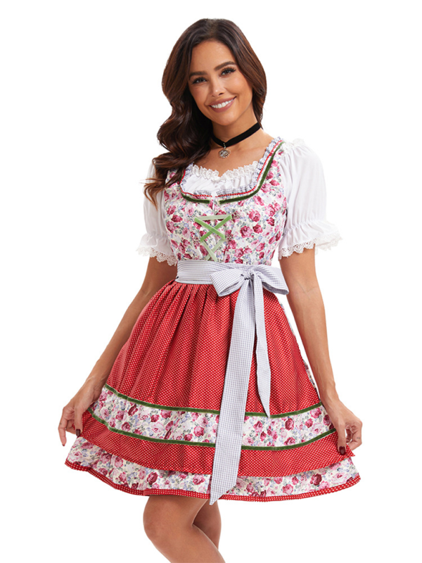 Dirndl-Kostüm für Damen im bayerischen Stil mit Blumenmuster