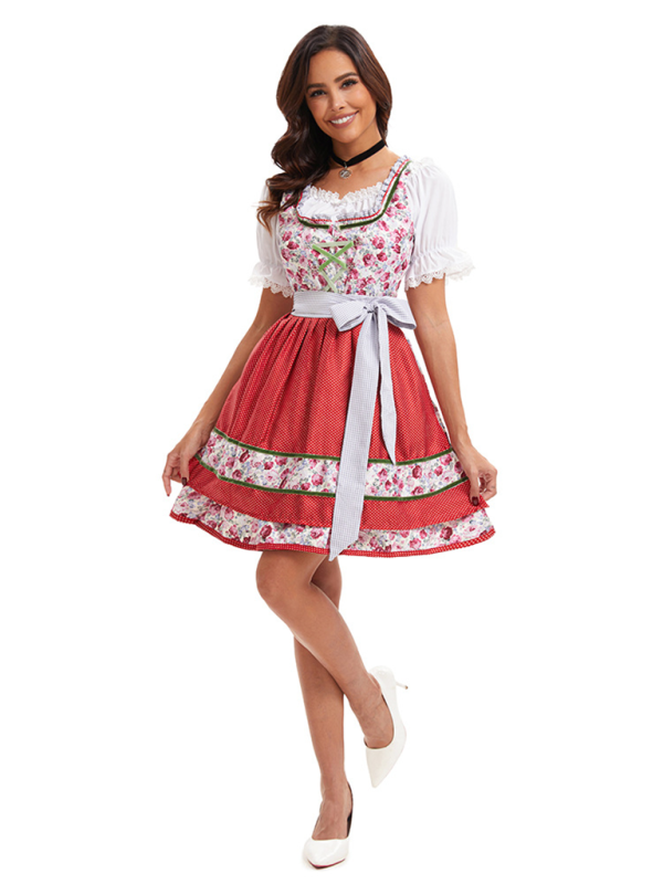 Dirndl-Kostüm für Damen im bayerischen Stil mit Blumenmuster