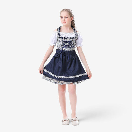 Dirndlkleid für Mädchen mit Puffärmeln und Schnürung
