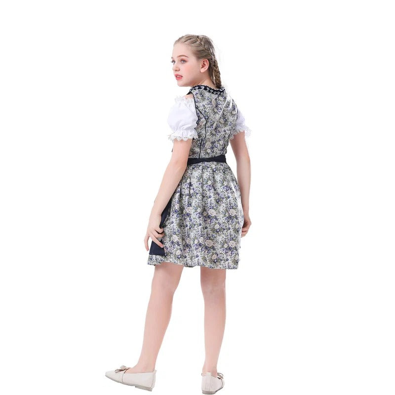 Dirndlkleid für Mädchen mit Puffärmeln und Schnürung