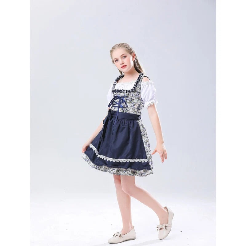 Dirndlkleid für Mädchen mit Puffärmeln und Schnürung