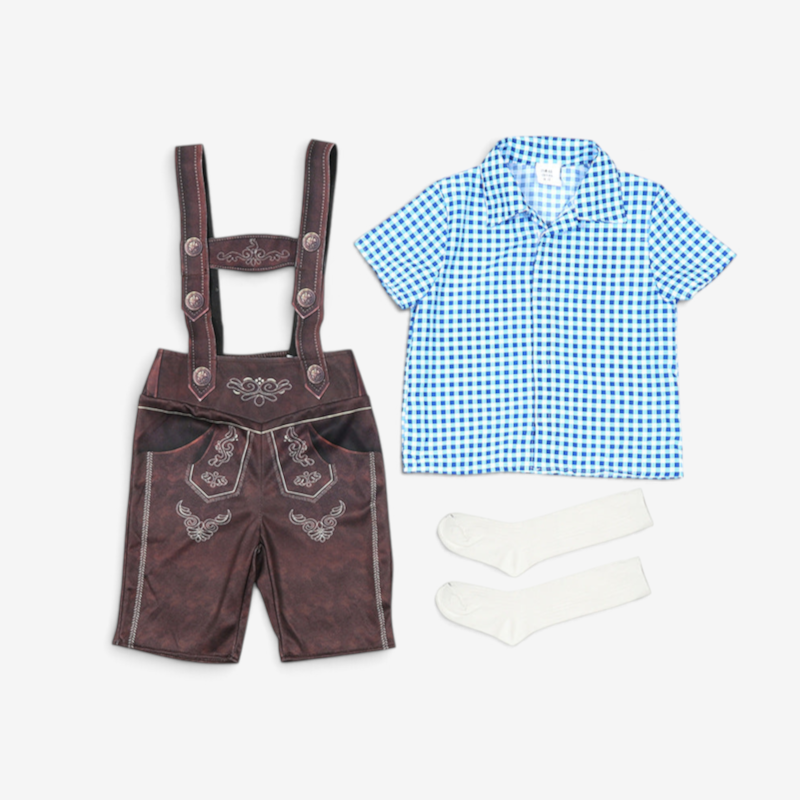 Trachtenlederhose für Jungen in kurzer Ausführung mit Stickerei