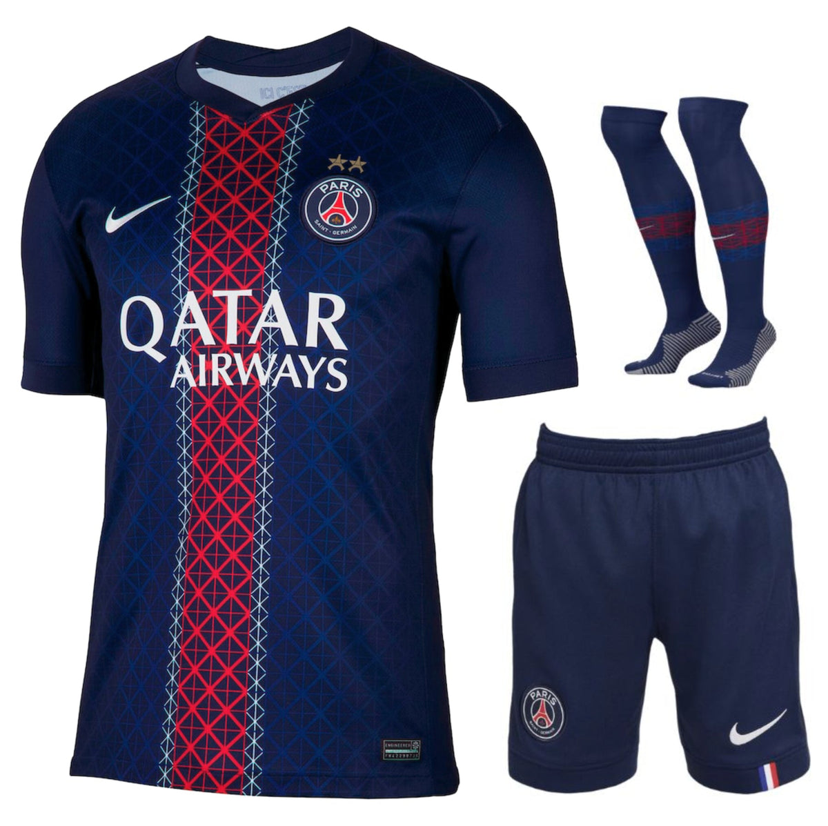 Paris Saint-Germain – Conjunto de camiseta local – 2025/26 – Niños – 2 estrellas – Edición doble campeona