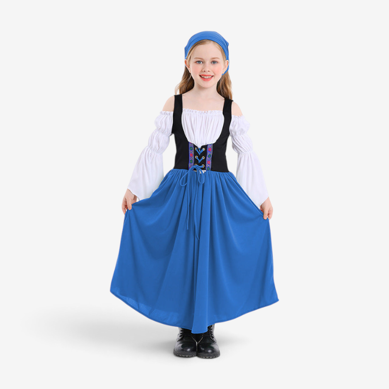 Kostüm für Mädchen im mittelalterlichen Stil mit Schnürmieder
