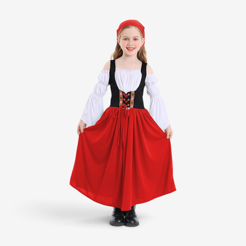 Kostüm für Mädchen im mittelalterlichen Stil mit Schnürmieder