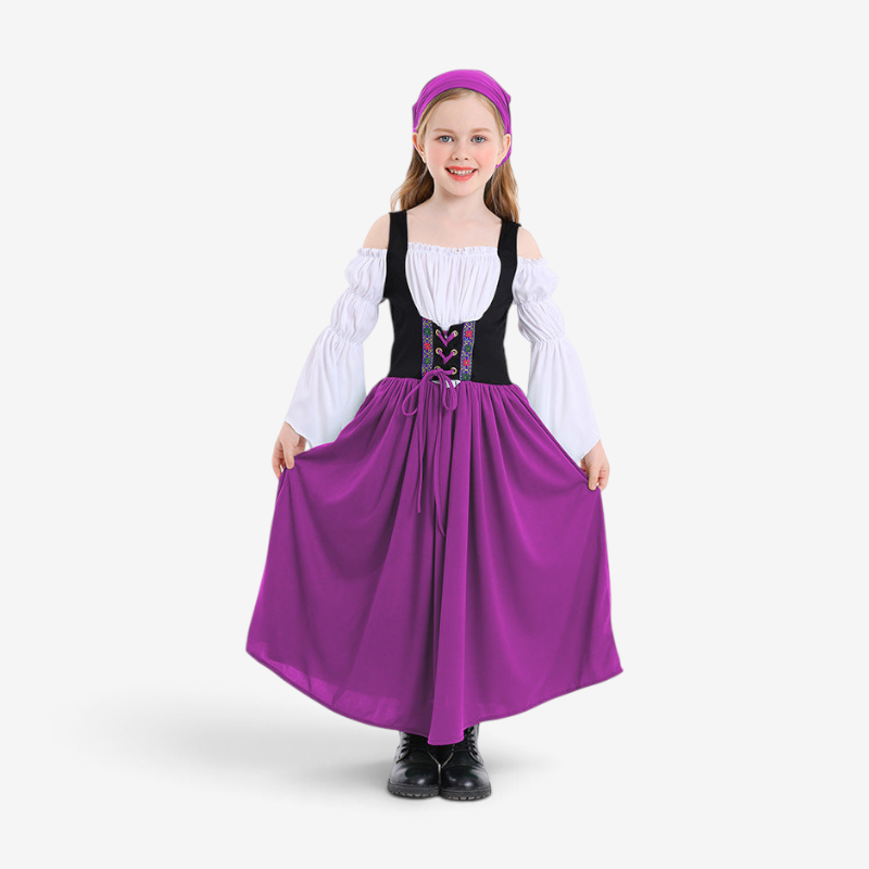 Kostüm für Mädchen im mittelalterlichen Stil mit Schnürmieder